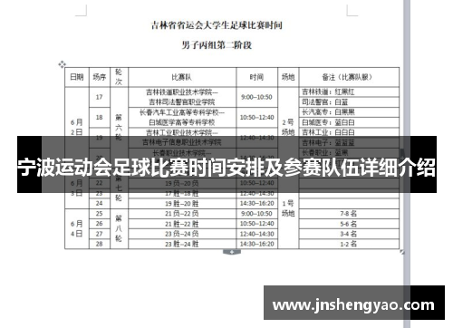 宁波运动会足球比赛时间安排及参赛队伍详细介绍